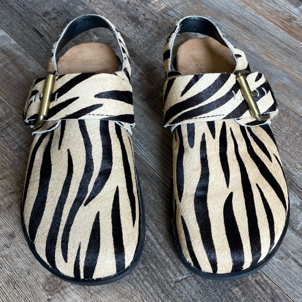 Free People Zebra Print Mules